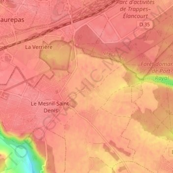 Topografische kaart Rodon, hoogte, reliëf