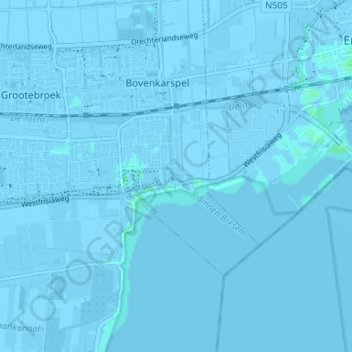 Topografische kaart Broekerhaven, hoogte, reliëf