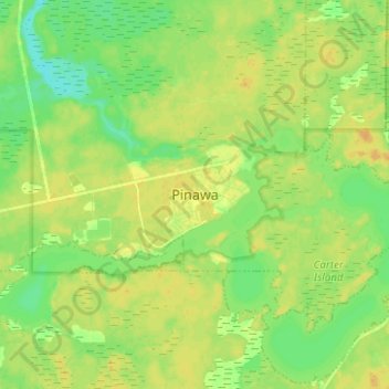 Topografische kaart Pinawa, hoogte, reliëf