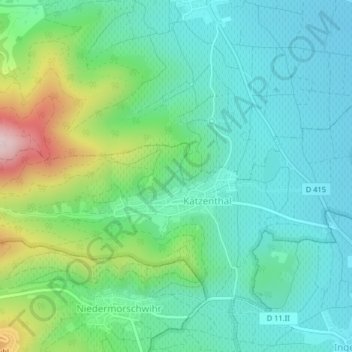 Topografische kaart Rimmel, hoogte, reliëf