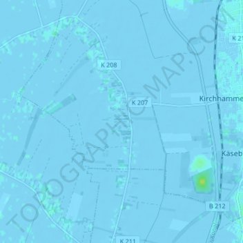 Topografische kaart Süderfeld, hoogte, reliëf