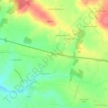 Topografische kaart La Gare, hoogte, reliëf