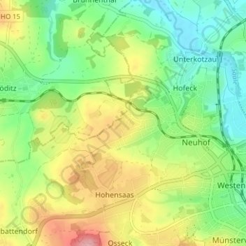 Topografische kaart Vogelherd, hoogte, reliëf
