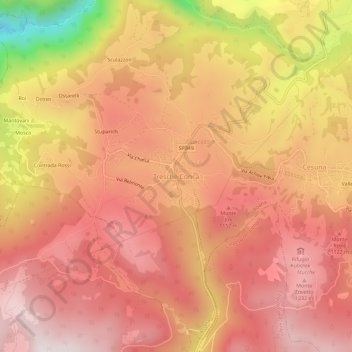 Topografische kaart Tresché Conca, hoogte, reliëf