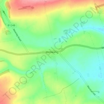 Topografische kaart Wetwang, hoogte, reliëf