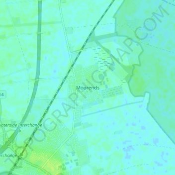 Topografische kaart Moorends, hoogte, reliëf