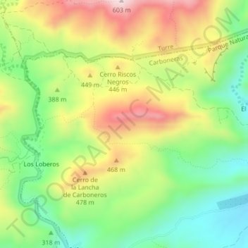 Topografische kaart La Serrata, hoogte, reliëf