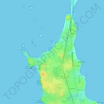 Topografische kaart Portivy, hoogte, reliëf