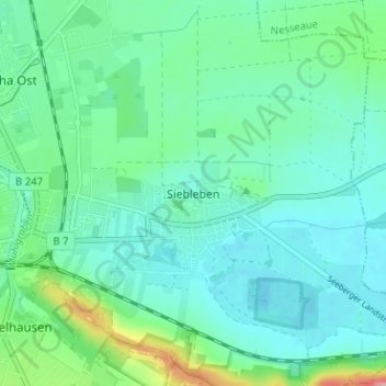 Topografische kaart Siebleben, hoogte, reliëf