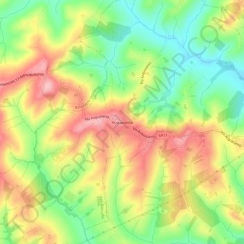 Topografische kaart Acquasanta, hoogte, reliëf