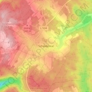 Topografische kaart Scheidental, hoogte, reliëf