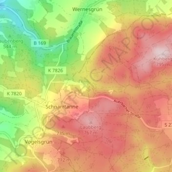 Topografische kaart Hahnenhäuser, hoogte, reliëf
