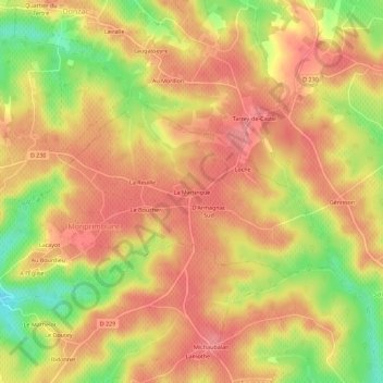 Topografische kaart La Martingue, hoogte, reliëf
