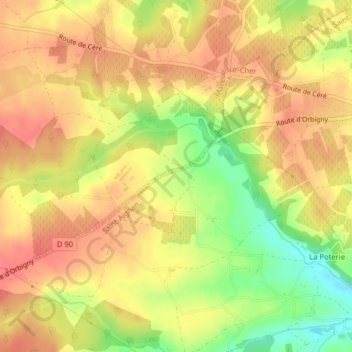 Topografische kaart Les Arraches, hoogte, reliëf