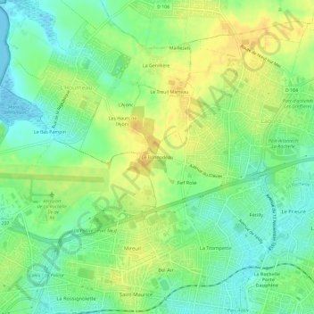 Topografische kaart Le Bonnodeau, hoogte, reliëf