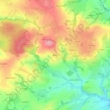 Topografische kaart Hibridou, hoogte, reliëf