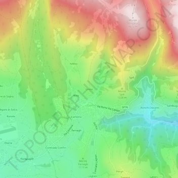 Topografische kaart Costa, hoogte, reliëf