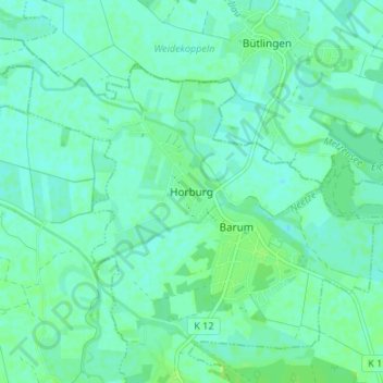 Topografische kaart Horburg, hoogte, reliëf