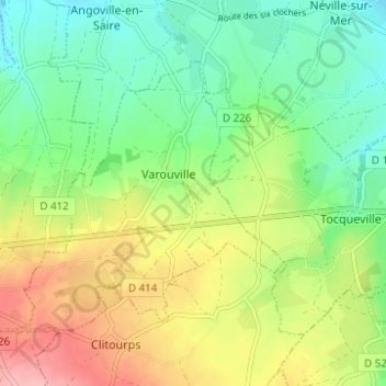 Topografische kaart Hau de la Lande, hoogte, reliëf