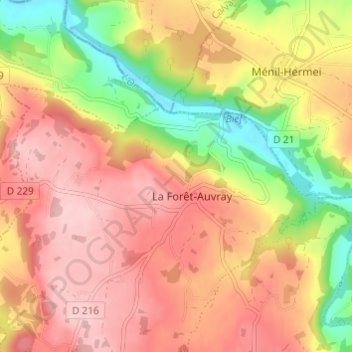 Topografische kaart Le Hamel, hoogte, reliëf