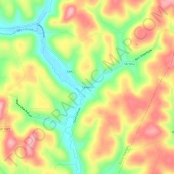 Topografische kaart Tanoma, hoogte, reliëf