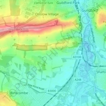 Topografische kaart Littleton, hoogte, reliëf