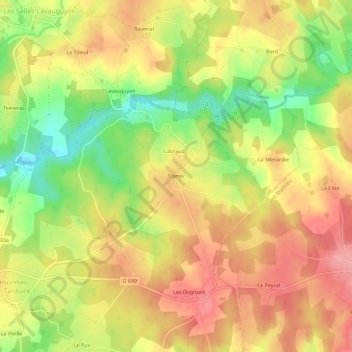 Topografische kaart Tramer, hoogte, reliëf