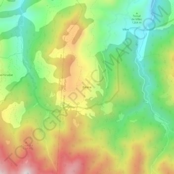 Topografische kaart Estana, hoogte, reliëf