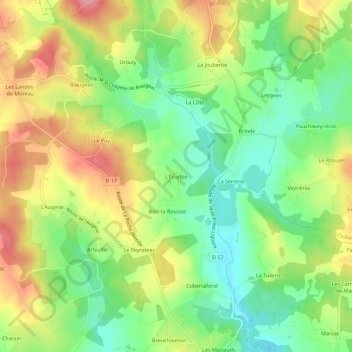 Topografische kaart L'Écurbie, hoogte, reliëf