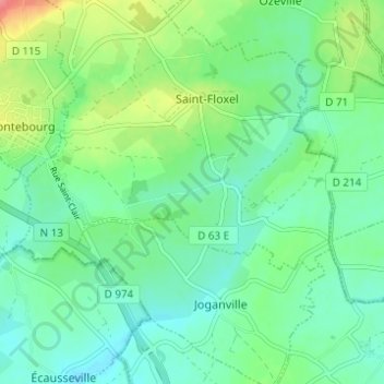 Topografische kaart La Ruetterie, hoogte, reliëf