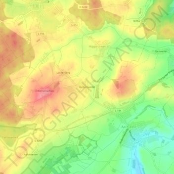 Topografische kaart Riedetsweiler, hoogte, reliëf