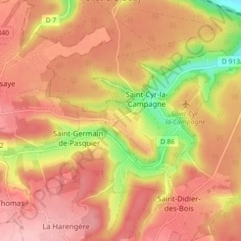 Topografische kaart Le Mont Hamel, hoogte, reliëf