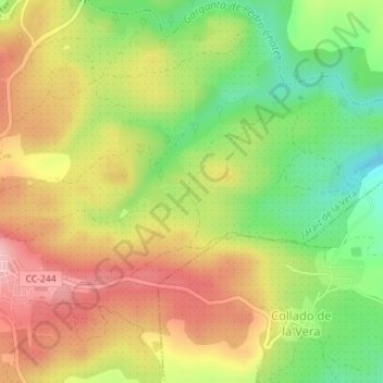 Topografische kaart Los Leales, hoogte, reliëf