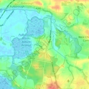 Topografische kaart Wiggonholt, hoogte, reliëf