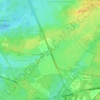 Topografische kaart Oud-Reemst, hoogte, reliëf