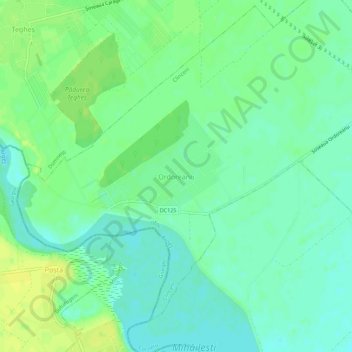 Topografische kaart Ordoreanu, hoogte, reliëf