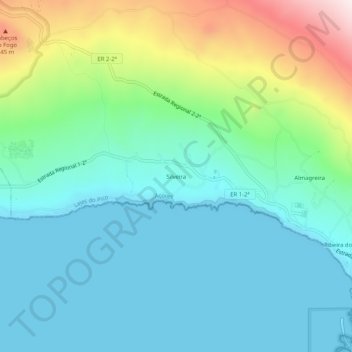 Topografische kaart Silveira, hoogte, reliëf