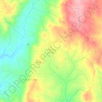 Topografische kaart Freixial do Campo, hoogte, reliëf