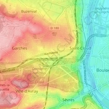 Topografische kaart Résidence Boucles de Seine, hoogte, reliëf