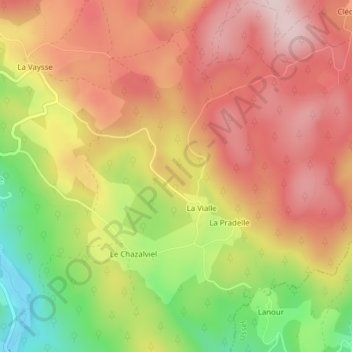 Topografische kaart Puy Monteil, hoogte, reliëf
