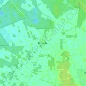 Topografische kaart Dünsche, hoogte, reliëf