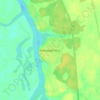 Topografische kaart Dubovyy mys, hoogte, reliëf