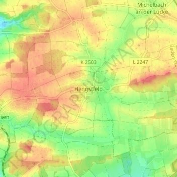 Topografische kaart Hengstfeld, hoogte, reliëf