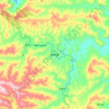Topografische kaart 秧坝镇, hoogte, reliëf