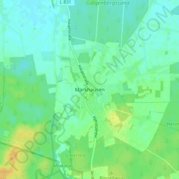 Topografische kaart Markhausen, hoogte, reliëf