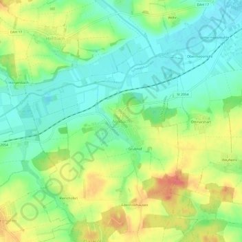 Topografische kaart Arnbach, hoogte, reliëf