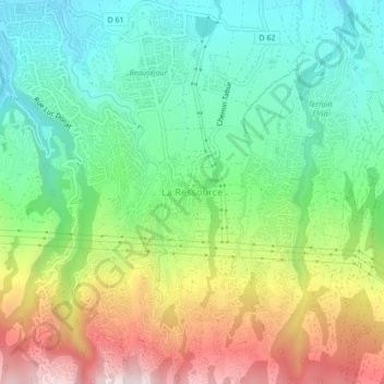 Topografische kaart La Ressource, hoogte, reliëf