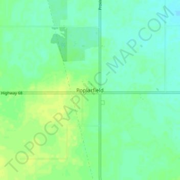 Topografische kaart Poplarfield, hoogte, reliëf