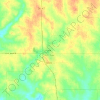 Topografische kaart Burr Oak, hoogte, reliëf