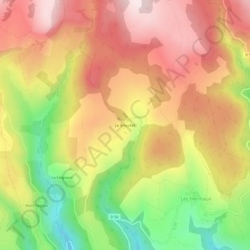 Topografische kaart Le Brouillet, hoogte, reliëf